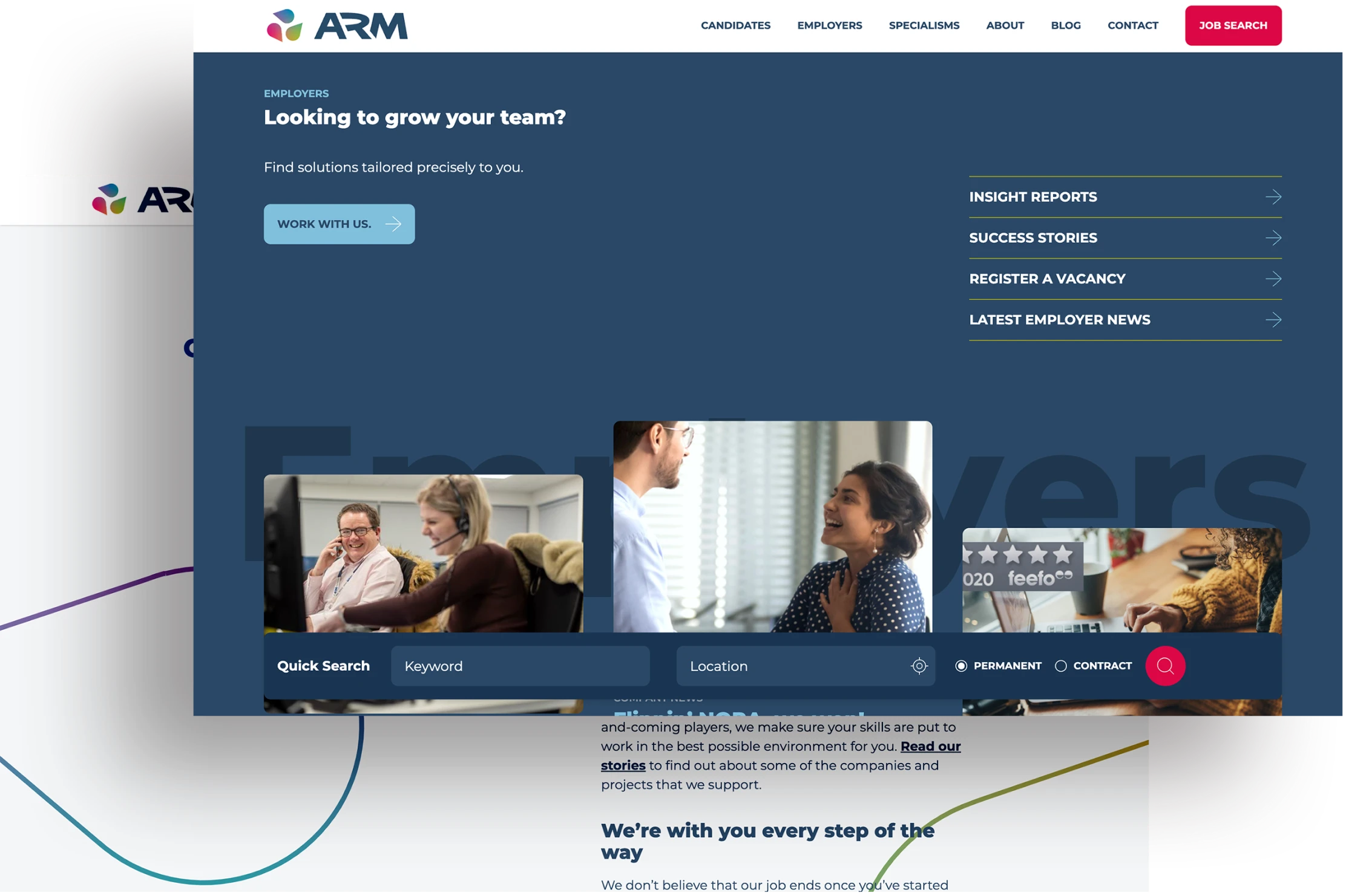 A pair of stacked screenshots of the ARM website