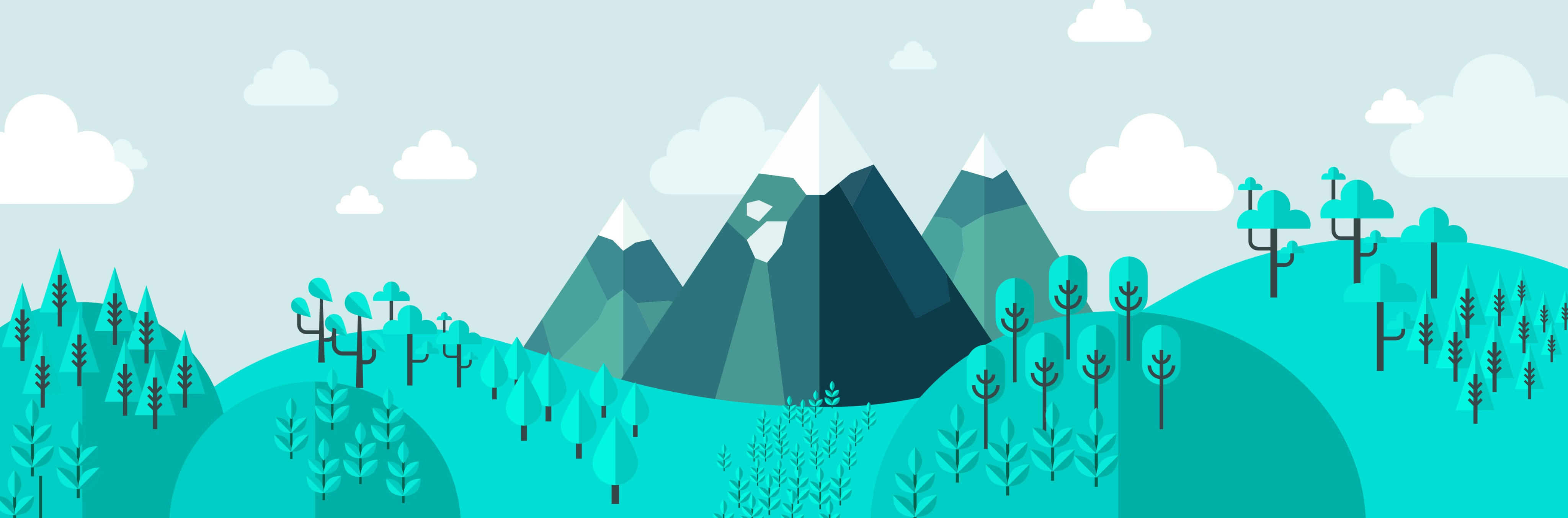 Graphic design of mountain tops and hills