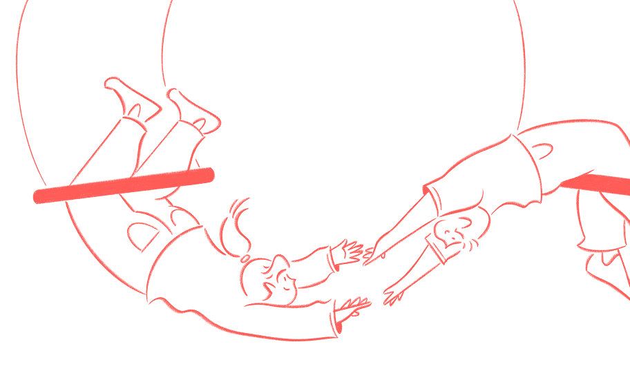 Partnerships illustration in coral
