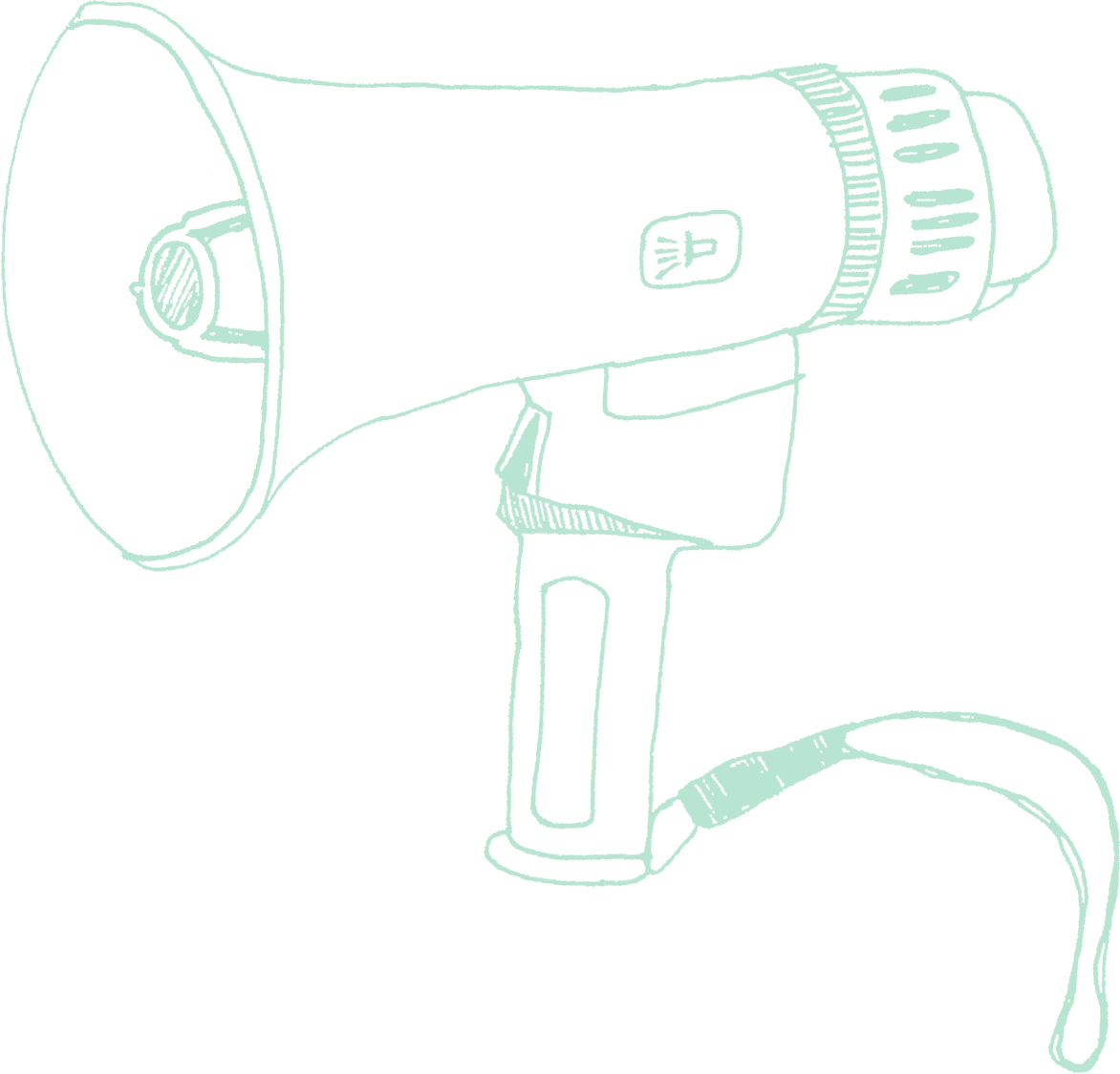 Graphic of a green megaphone