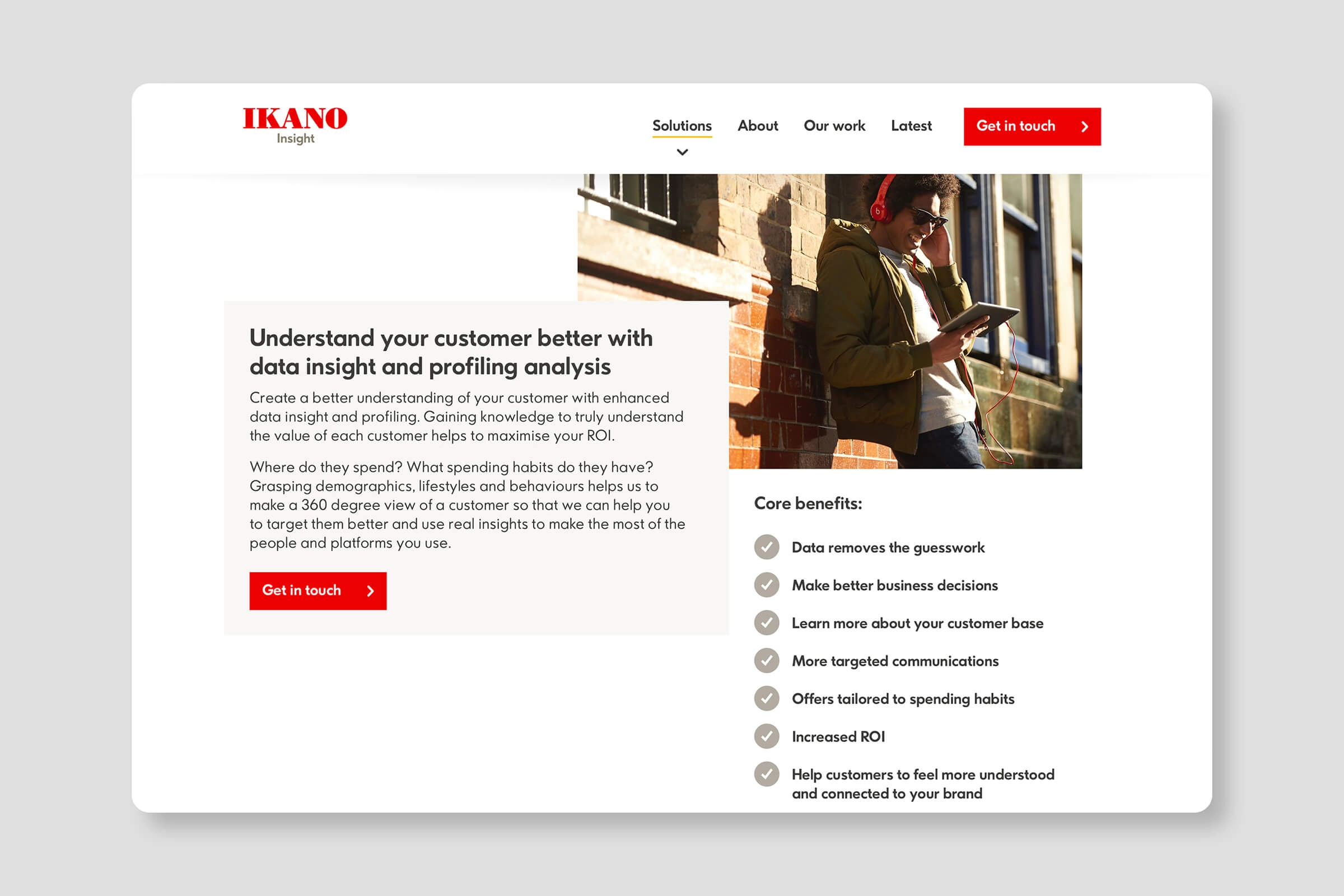 Ikano Website Screenshot - Solutions