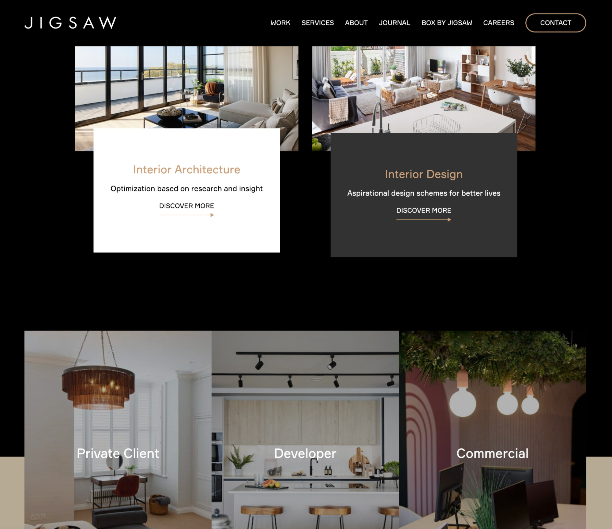 Jigsaw Interior Design website example